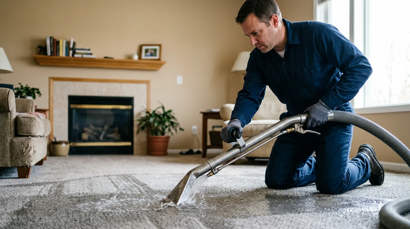 Water damage restoration technician working near Riverside, UT